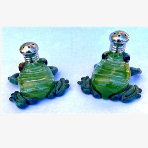 Vintage FROG Glass Salt & Pepper Shakers